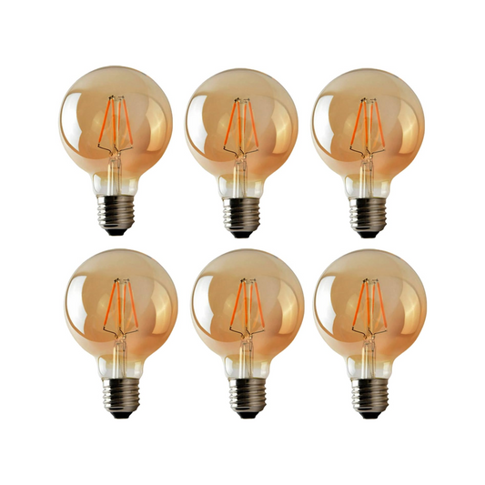 6 Pack G95 Bulb E27 4W LED Globe Vintage LED Retro Light Bulbs~4167-0