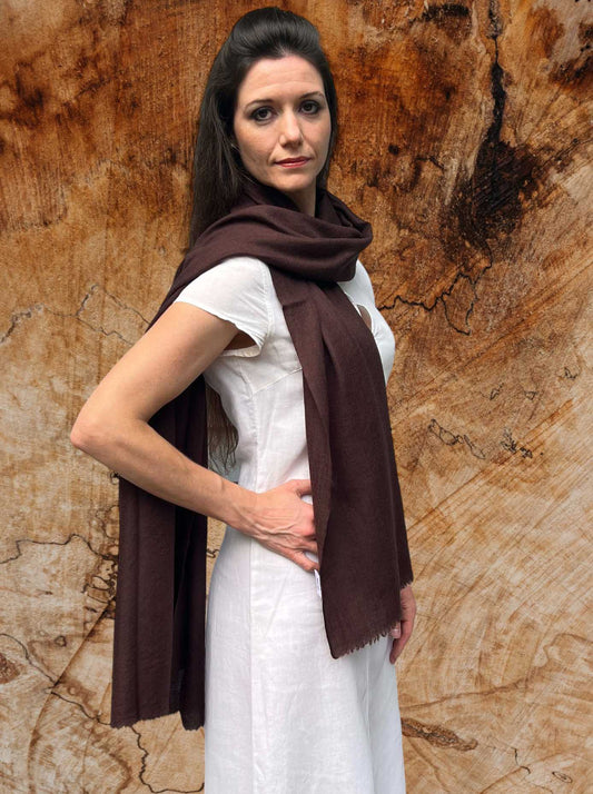 Brown Solid Wool Lightweight Scarf-0
