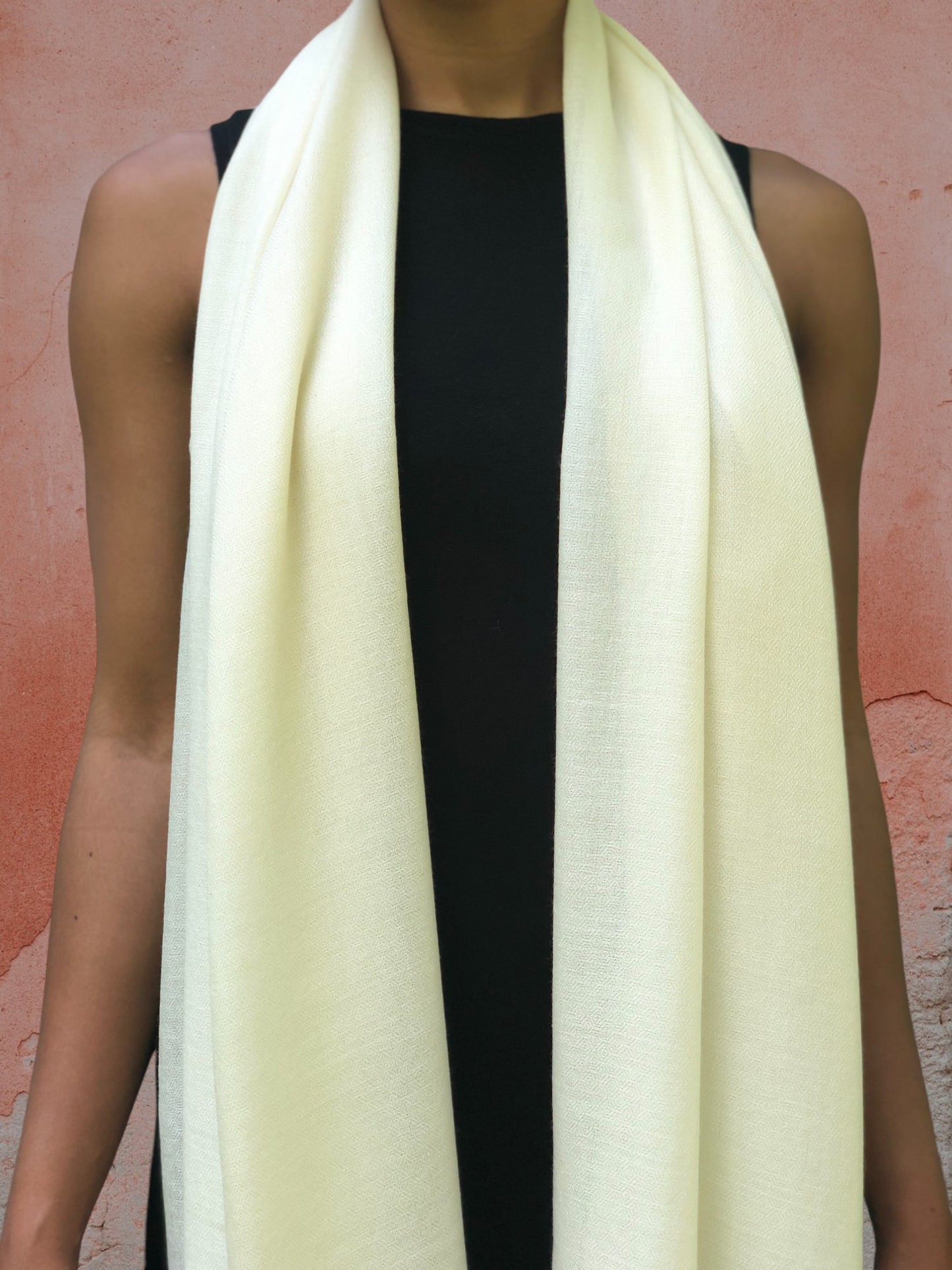 Ivory Solid Wool Lightweight Scarf-3