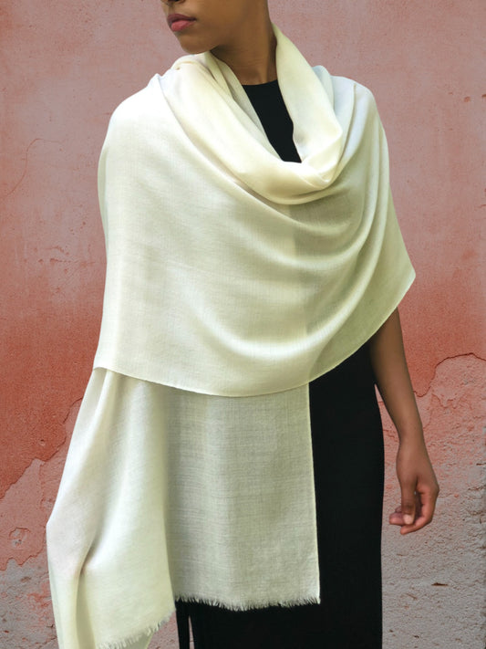 Ivory Solid Wool Lightweight Scarf-0