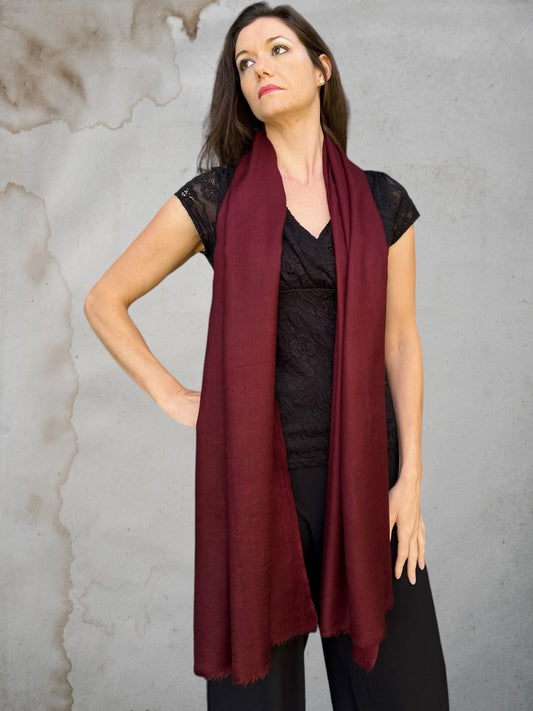 Eggplant Solid Wool Lightweight Scarf-0