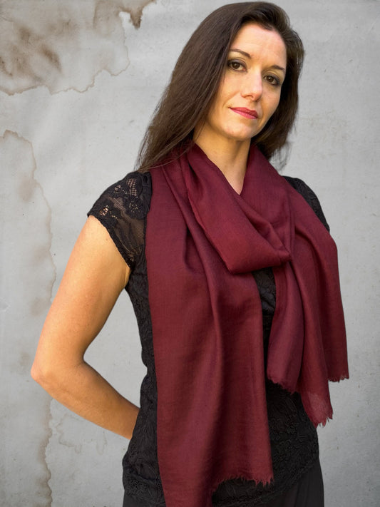Eggplant Solid Wool Lightweight Scarf-1