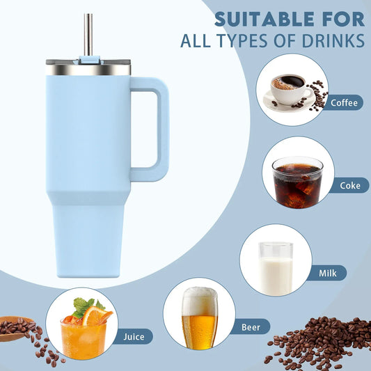 Stainless Steel Tumbler with Handle & Straw Lid-1