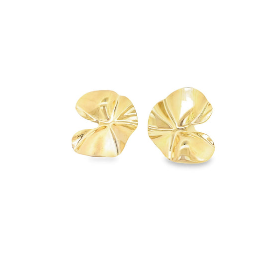18K Gold Filled Minimalist Wavy Textured Earring (L387)-0