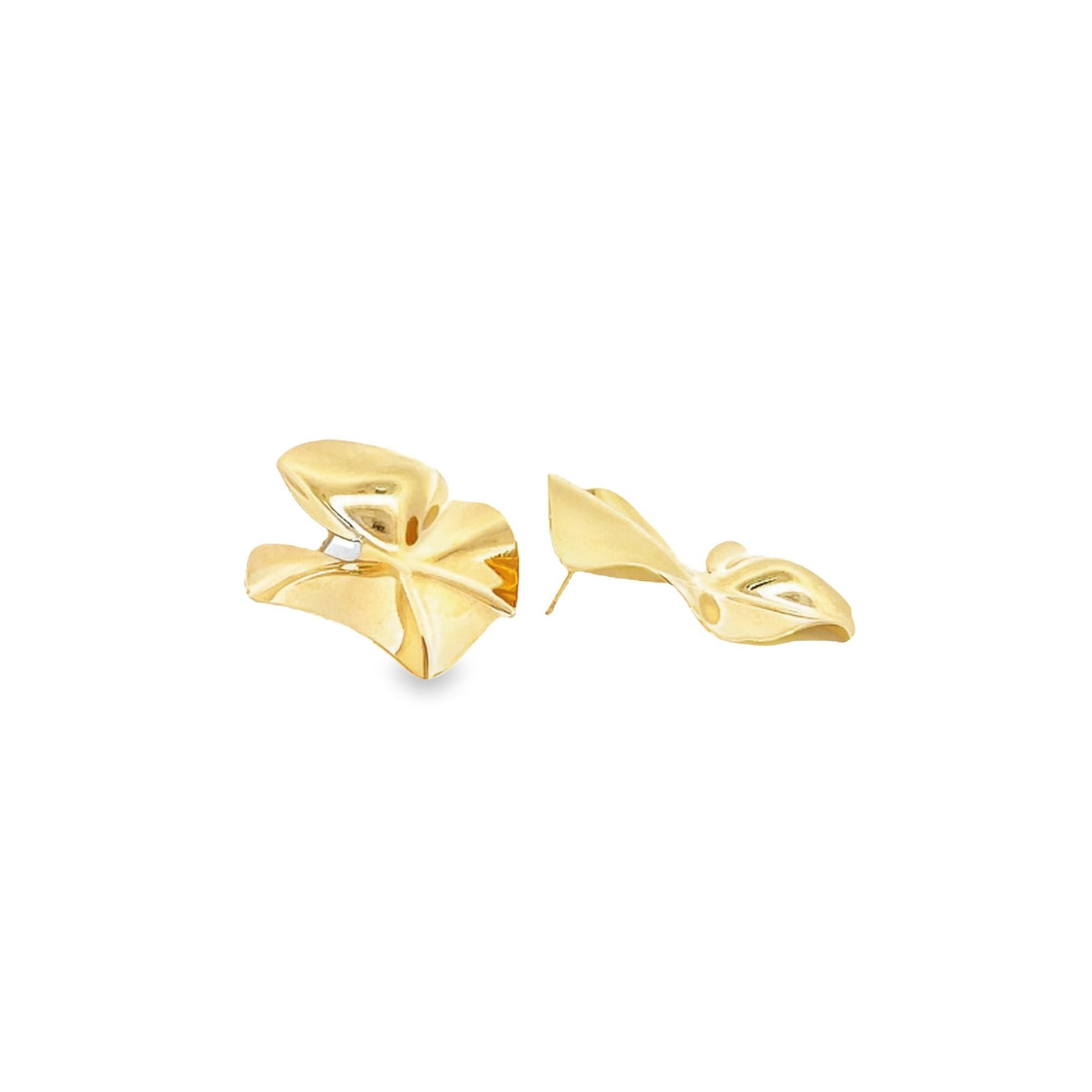 18K Gold Filled Minimalist Wavy Textured Earring (L387)-2