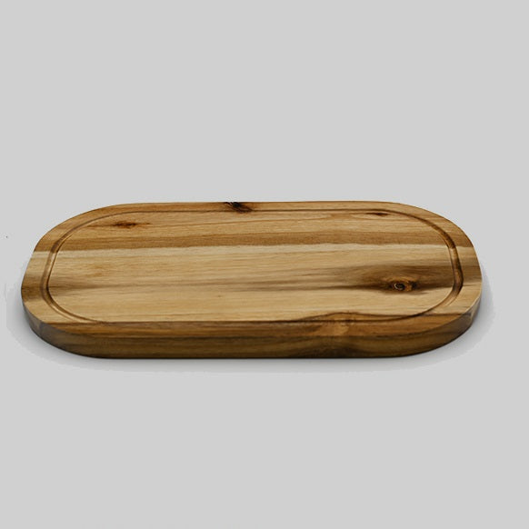 [ Set of 3 ] Zavis Green Acacia Wood Serving Rounded Cutting Board With Juice Groove 14" X 8" | Dishwasher Safe-3