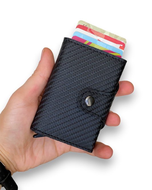Medusa - Carbon Fiber Leather RFID Protection Pop-Up Mechanism Card Holder/Wallet-0