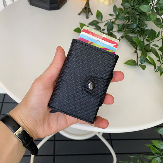 Medusa - Carbon Fiber Leather RFID Protection Pop-Up Mechanism Card Holder/Wallet-1