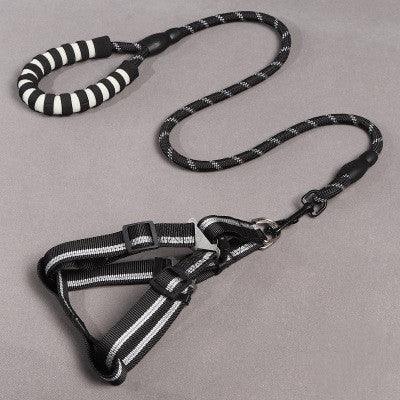 Adjustable Nylon Dog Leash With Chest Harness-2