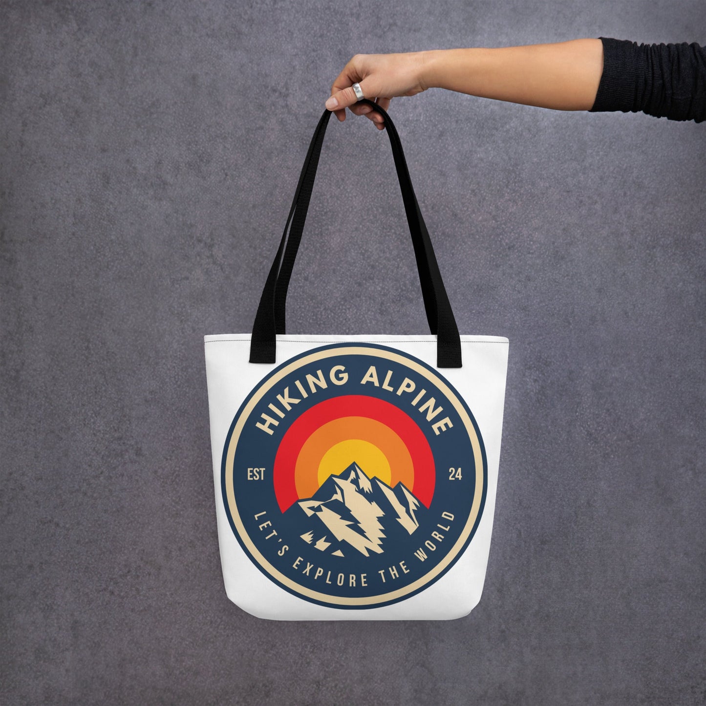 Hiking Alpine Mountains Tote Bag-0