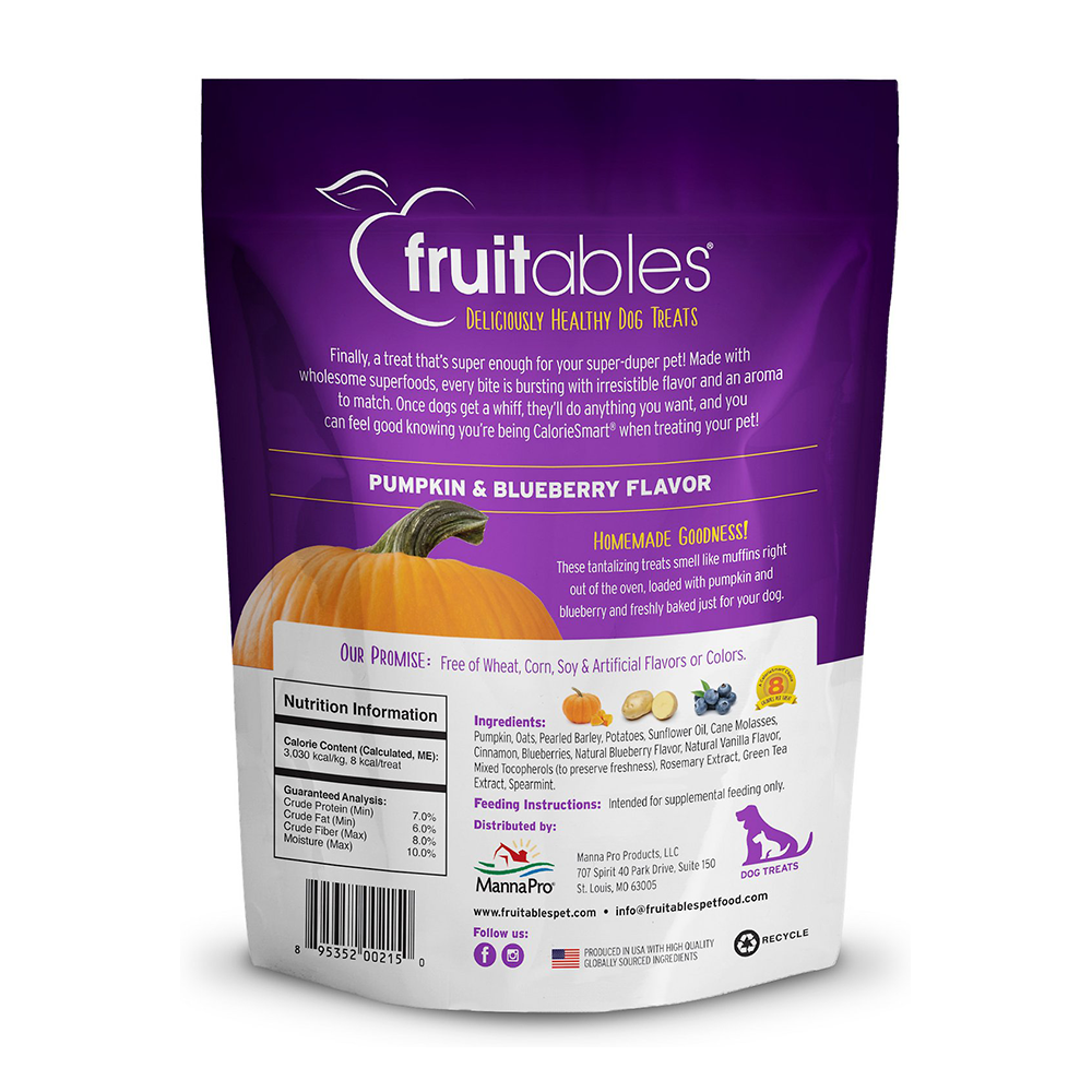 Fruitables Pumpkin & Blueberry Mix Dog Treats (8x7 Oz)-6