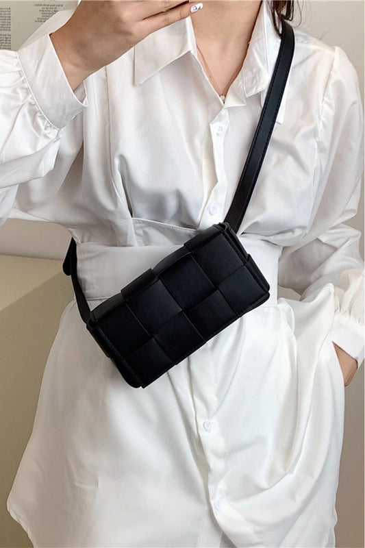 Zenana Vegan Leather Woven Crossbody Bag-0