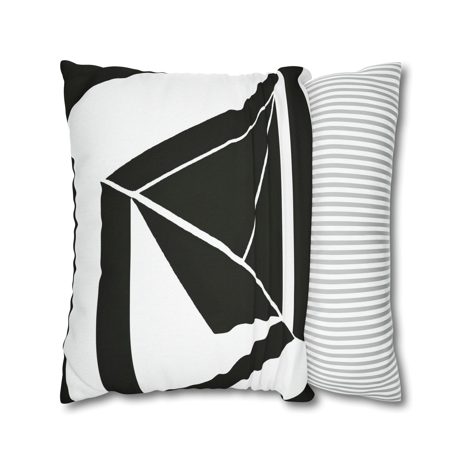 Decorative Throw Pillow Cover - Black and White Geometric Pattern-4