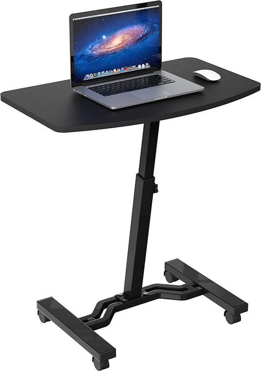 Height Adjustable Mobile Laptop Stand Desk Rolling Cart, Height Adjustable from 28'' to 33'', Black-0