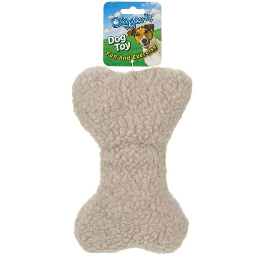 Digger's Plush 9in Woolly Bone Toy with Squeaker-1