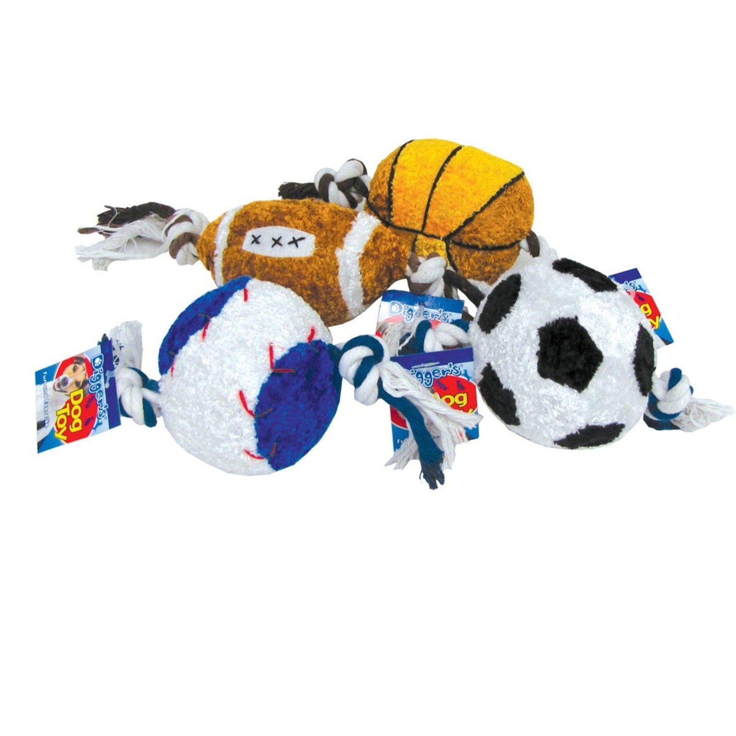Digger's Plush Rope Squeaker Balls for Dogs - Assorted Styles-0