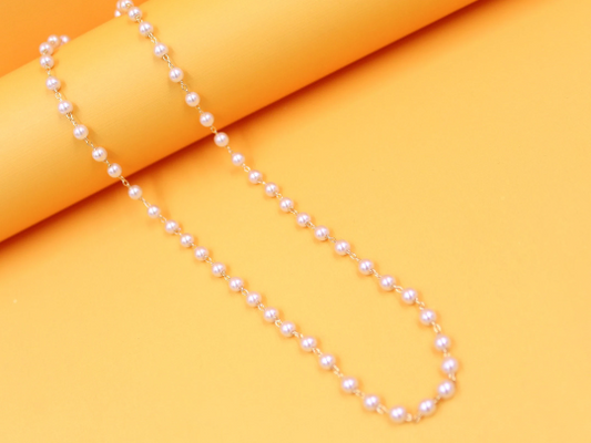 18K Gold Filled White Pearl Beaded Necklace-0