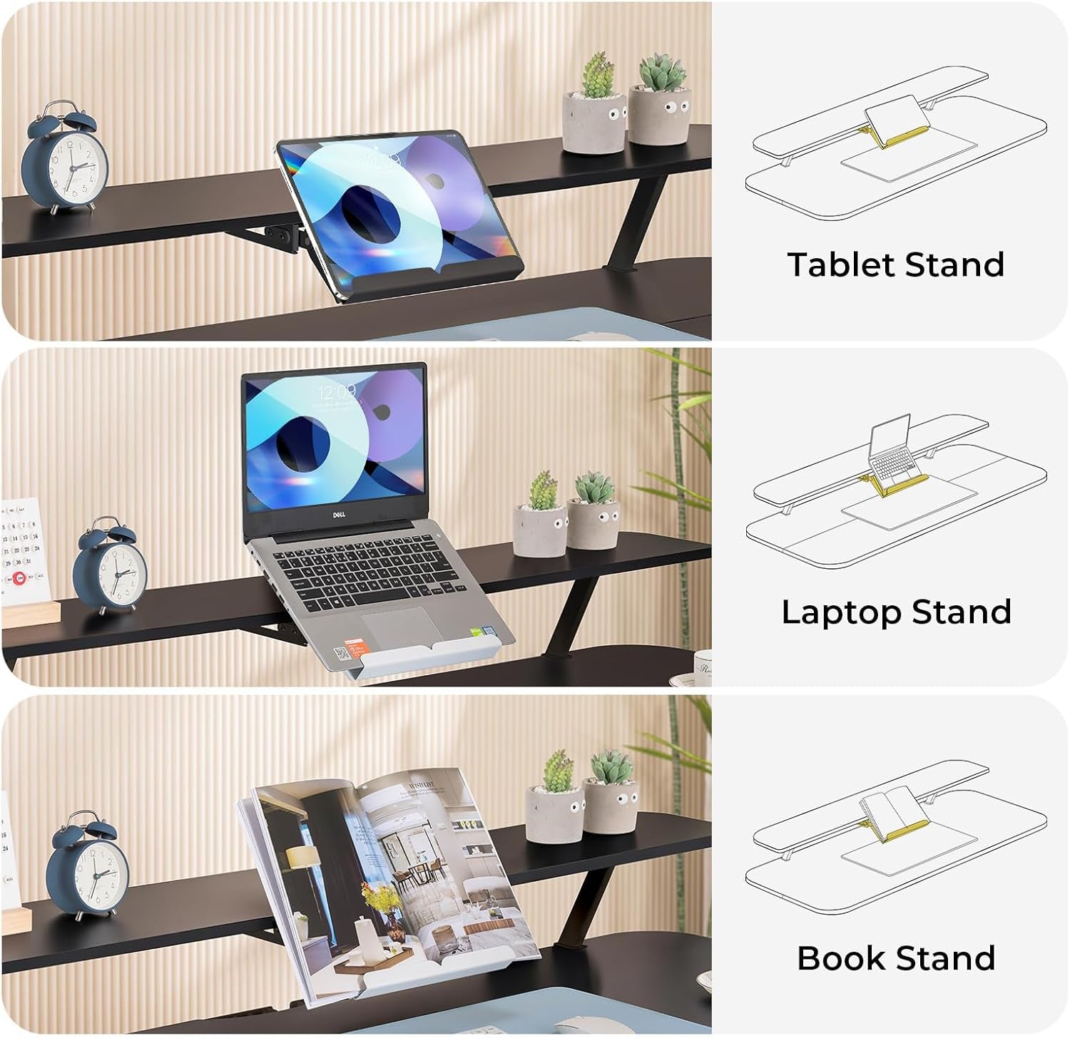 Electric Standing Desk with Drawers, 48 X 24'' Sit Stand up Desk with Monitor Stand, Laptop Stand, Height Adjustable Ergonomic Home Office Computer Desk with Memory Preset Controller (Black)-3