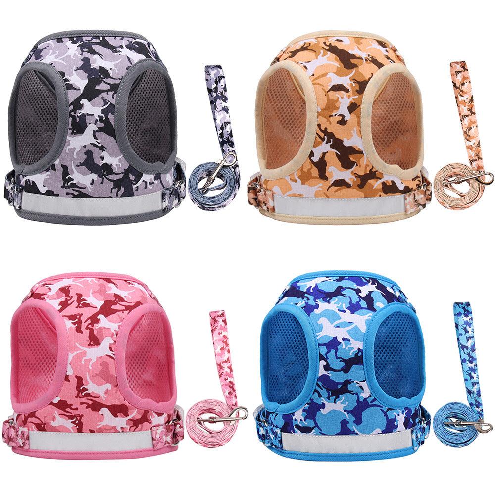 Reflective Adventure Pet Harness With Printed Leash-3