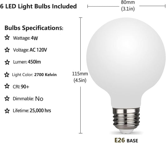 Modern Sputnik Chandelier, 6-Light Ceiling Light, 6 LED Light Bulbs Included for Bedroom,Dining Room,Kitchen,Office (Black)-1