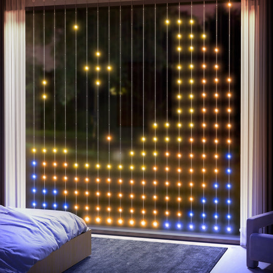 LED Curtain Lights, Smart Curtain Fairy Lights Plug In, Colour Changing Wall Lights with Remote, App, Dynamic DIY Hanging Window String Lights for Bedroom Living Room, 3x3(m), 400 RGBIC LED-1
