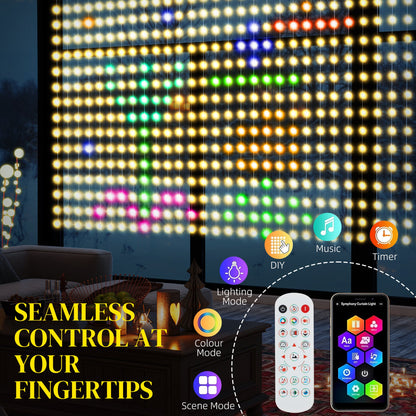 LED Curtain Lights, Smart Curtain Fairy Lights Plug In, Colour Changing Wall Lights with Remote, App, Dynamic DIY Hanging Window String Lights for Bedroom Living Room, 3x3(m), 400 RGBIC LED-4