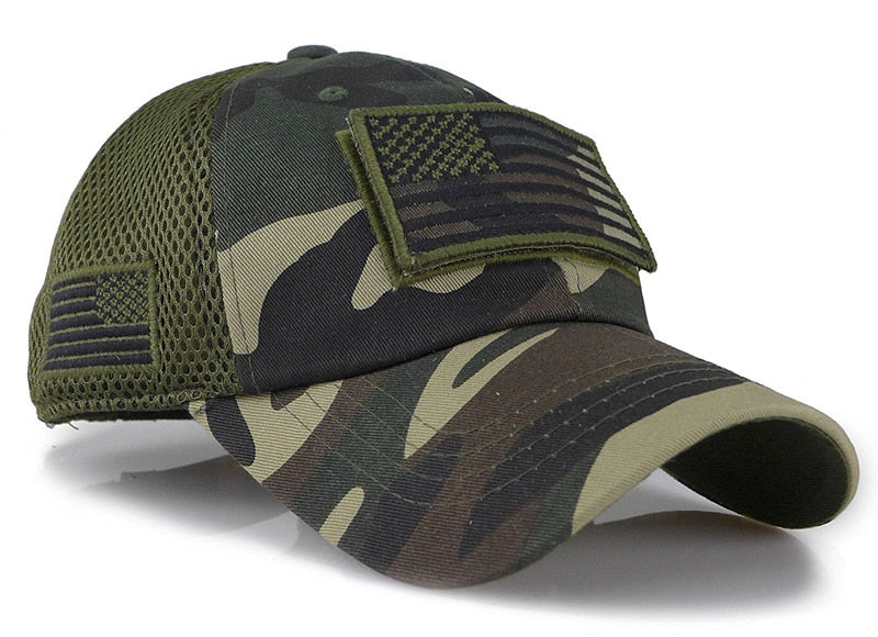 Tactical Camouflage Baseball Caps Men Summer Mesh Military Army Caps Constructed Trucker Cap Hats With USA Flag Patches-4