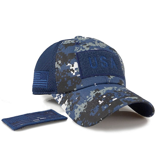 Tactical Camouflage Baseball Caps Men Summer Mesh Military Army Caps Constructed Trucker Cap Hats With USA Flag Patches-6