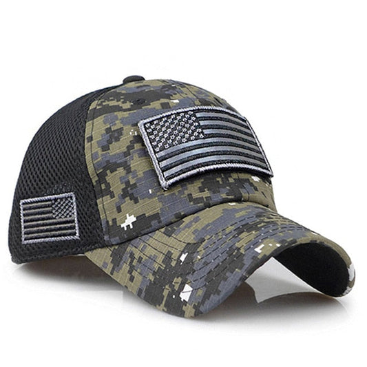 Tactical Camouflage Baseball Caps Men Summer Mesh Military Army Caps Constructed Trucker Cap Hats With USA Flag Patches-1