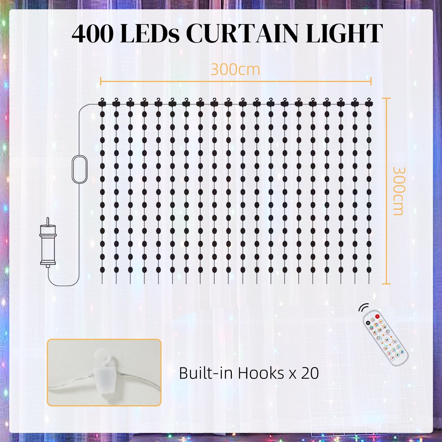 LED Curtain Lights, Smart Curtain Fairy Lights Plug In, Colour Changing Wall Lights with Remote, App, Dynamic DIY Hanging Window String Lights for Bedroom Living Room, 3x3(m), 400 RGBIC LED-2