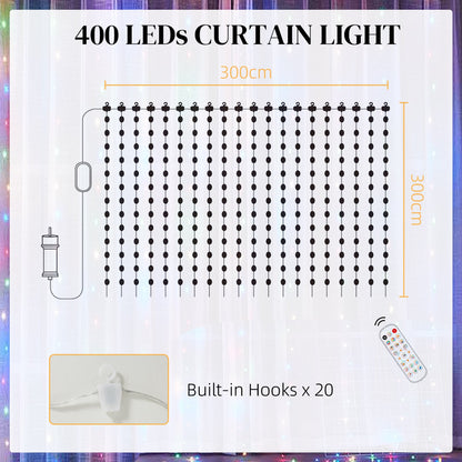LED Curtain Lights, Smart Curtain Fairy Lights Plug In, Colour Changing Wall Lights with Remote, App, Dynamic DIY Hanging Window String Lights for Bedroom Living Room, 3x3(m), 400 RGBIC LED-2