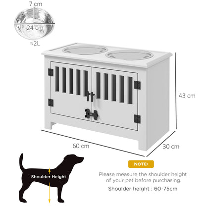 Raised Dog Bowls, Pet Feeding Station, with Storage, Food and Water Bowls, for Large Dogs - White-2