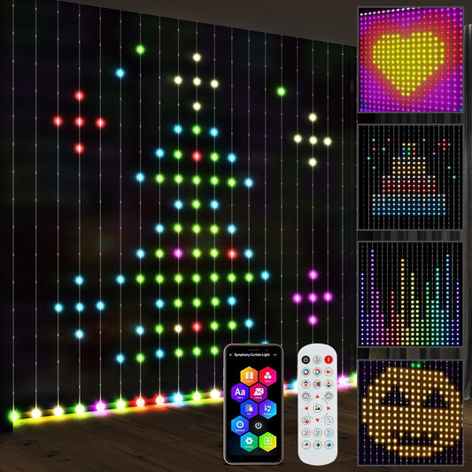 LED Curtain Lights, Smart Curtain Fairy Lights Plug In, Colour Changing Wall Lights with Remote, App, Dynamic DIY Hanging Window String Lights for Bedroom Living Room, 3x3(m), 400 RGBIC LED-0